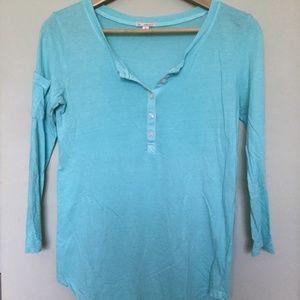GAP Extra Small Light Blue 100% Cotton Baseball Henley